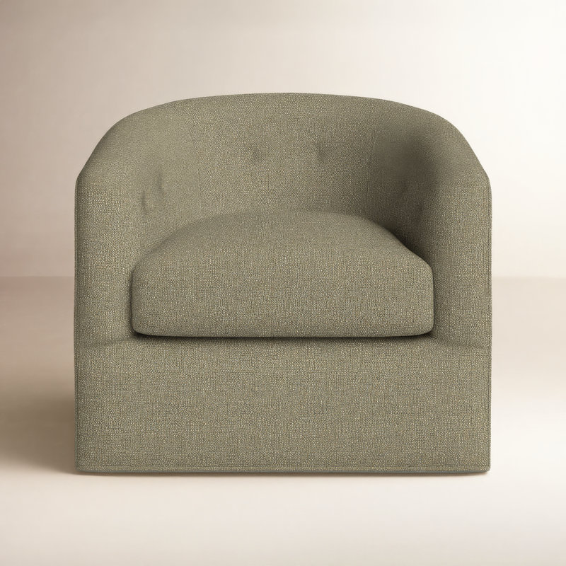Fauteuil demi-tonneau pivotant en polyester 33 po Midori, Goody bleu foncé
