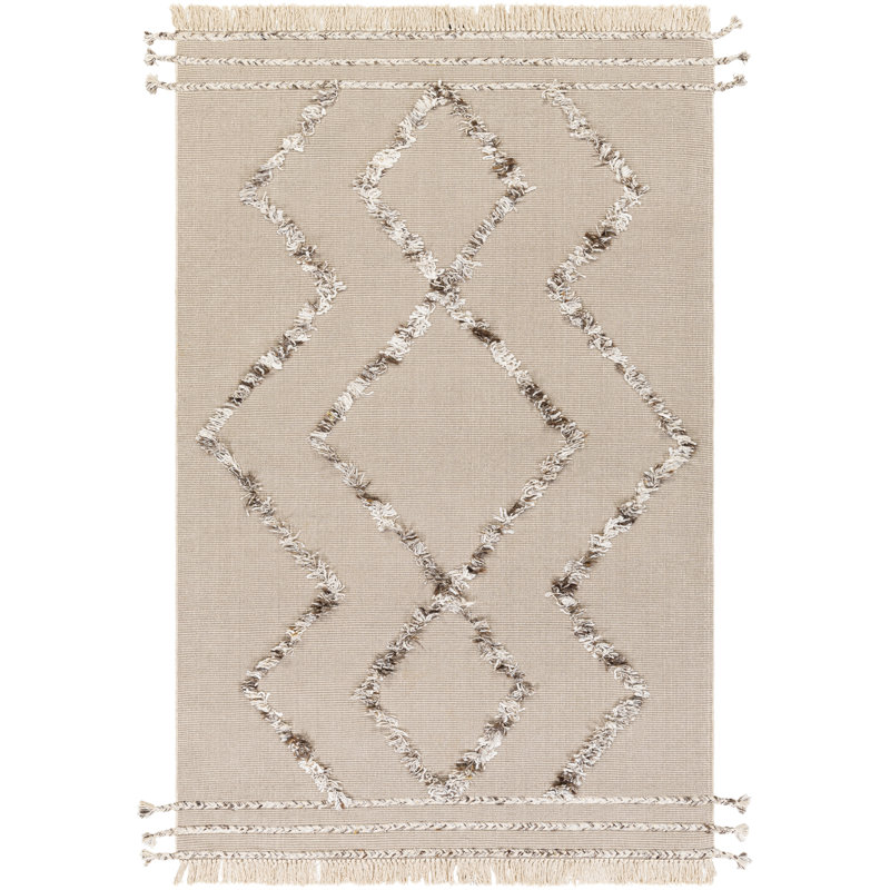 Tapis beige tissé à la main Southwestern, Rectangle 8 pi 6 po x 12 pi