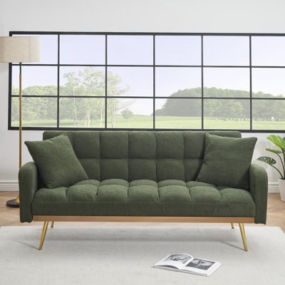 Canapé-lit ajustable de 69 pouces en vert, pour le confort des petits espaces et la chambre à coucher