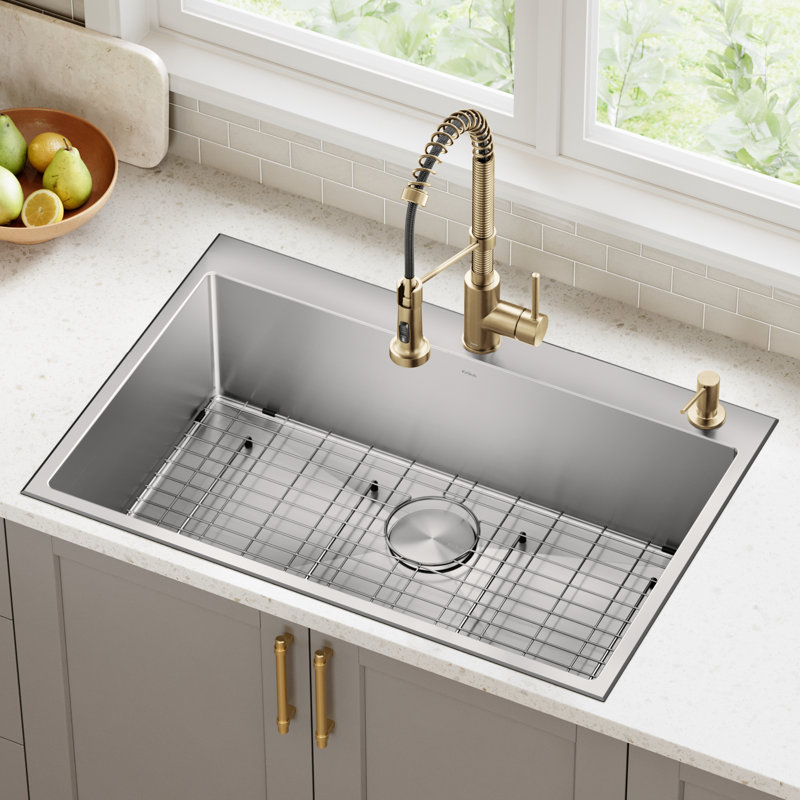 KRAUS Kitchen Soap and Lotion Dispenser in Spot-Free Brushed Brass