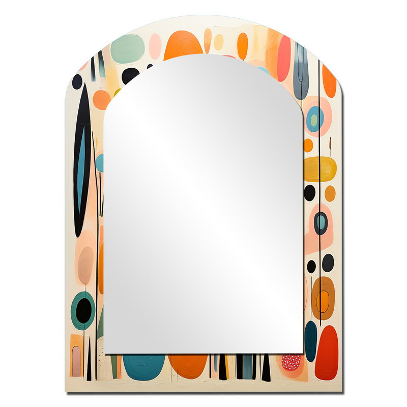 Rose Mid Century Playful Patterns II - Mid-Century moderne arche miroir mural, miroir décoratif asymétrique rose