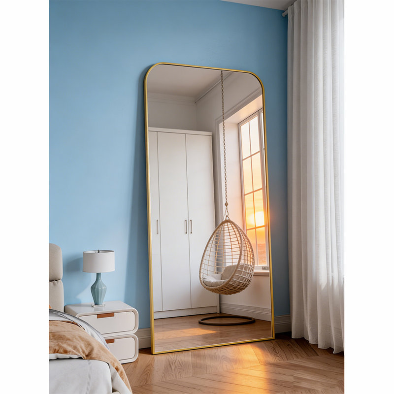 Full Length Mirror, Mirror Full Length With Stand, Floor Mirror With Aluminum Alloy Frame For Bedroom Living Room Entryway Vanity Room
