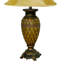 Lampe de table haute en polyrésine 31 po avec finition miel et abat-jour en lin doré