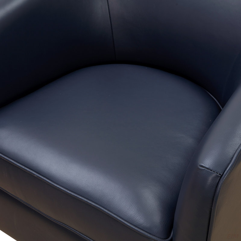 Chaise pivotante en cuir et cuir Tessa, Bleu marine foncé