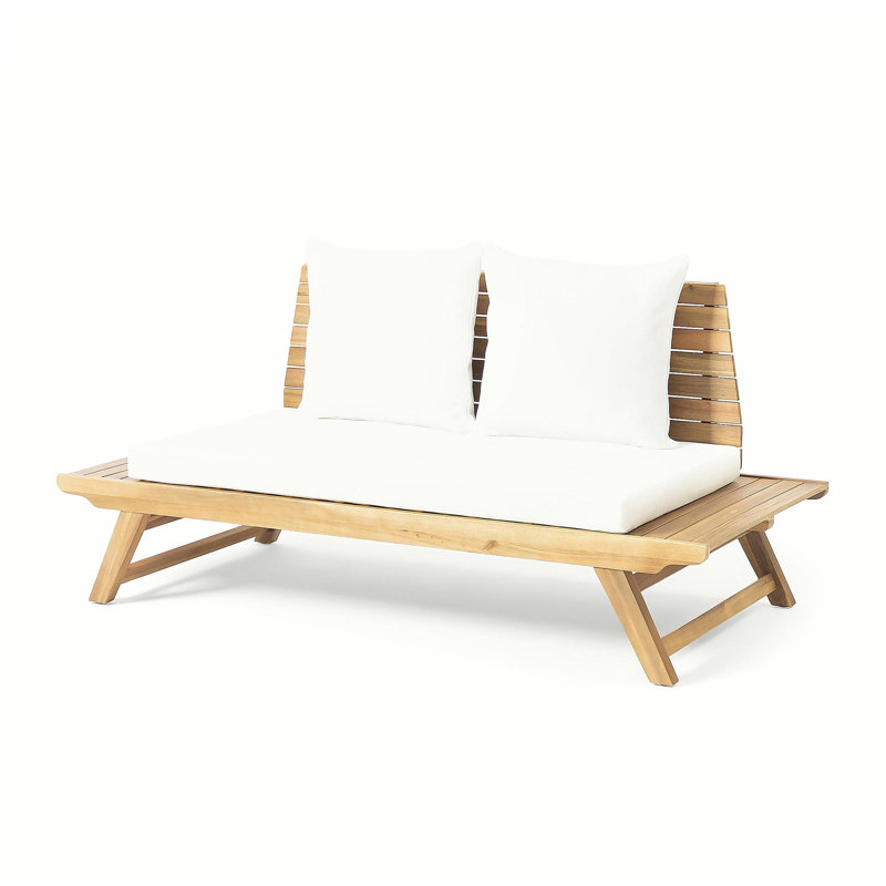 Causeuse Sédona, Coussin blanc / structure en teck