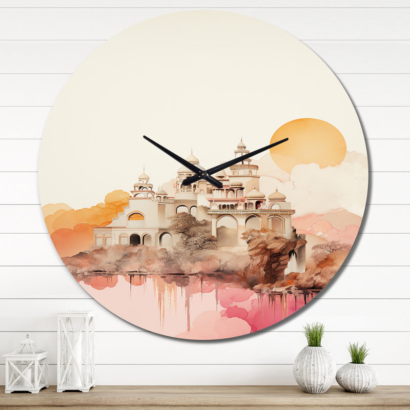 Horloge murale ancienne en métal rose antique et antique IV, Très grand