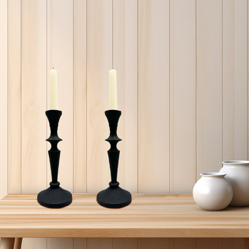 8'' H Aluminum Tabletop Taper Candlestick, Gray