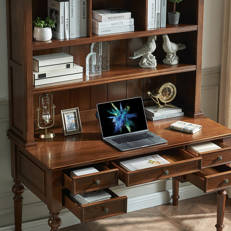 Bureau rectangulaire en bois massif brun noisette, H 30,71 po x l 55,12 po x P 27,56 po