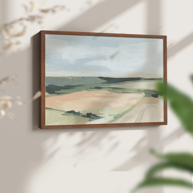 «Pastel Plains I», reproduction encadrée, H 11 po x l 14 po, Noyer