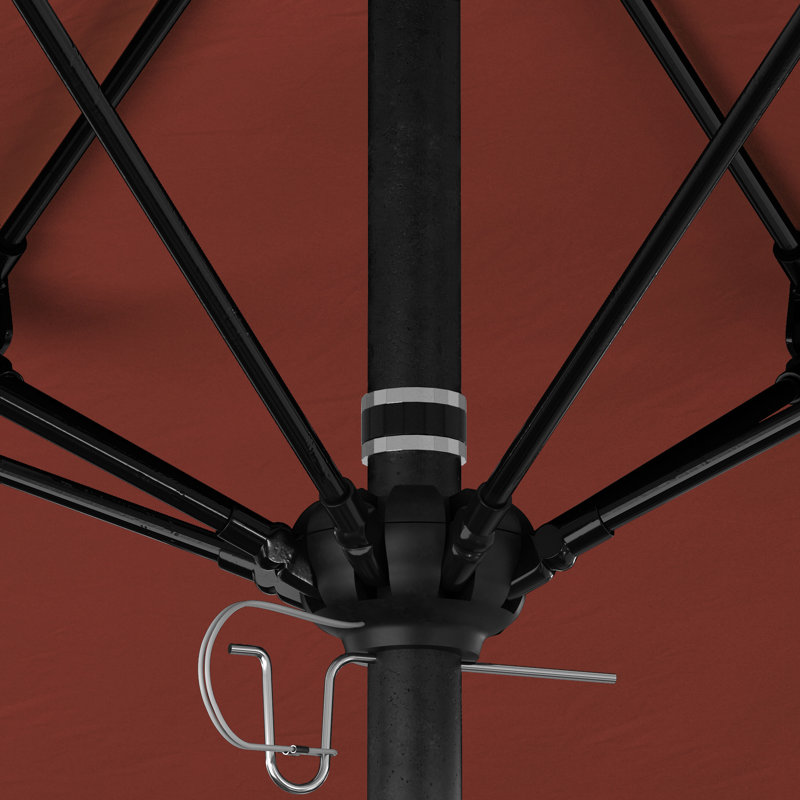 Parasol de marché octogonal 9 pi Willa, Toile Sunbrella® rouge Jockey, Stone Black
