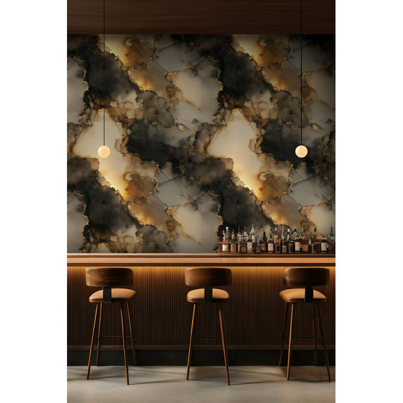 Papier peint or moderne beige