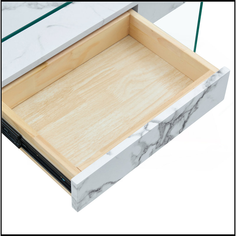 Glass Top Coffee Table, White