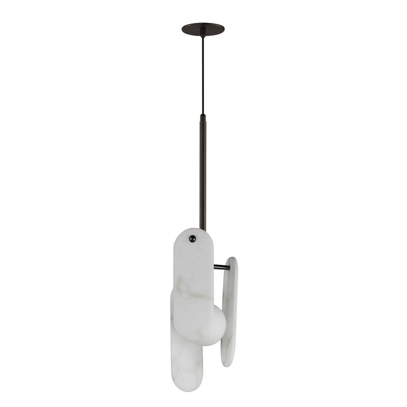Megalith 1 - Light Pendant, White, Brushed Bronze/White Alabaster