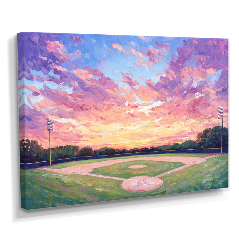 Baseball Field At Sunrise II - Sport Baseball, impression d'art mural, Toile tendue, Ne s’applique pas, H 24 po x l 32 po