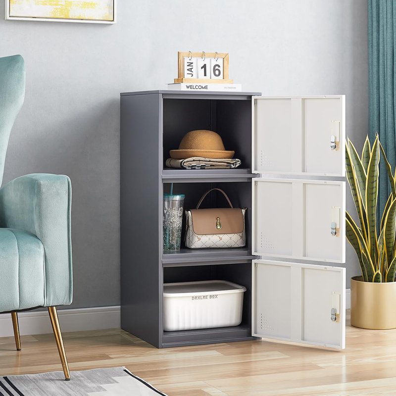 Lauralynn 15.7'' Wide Storage Cabinet, Gray/White