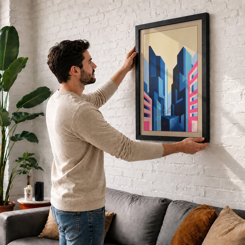 City Geometry Modern - Print, A2 - 59.4 x 42.0 cm, Walnut