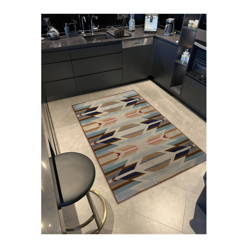 Tapis décoratif multicolore à motifs géométriques abstraits et lavables à la machine