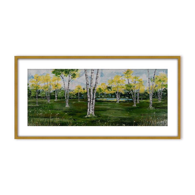 Nature Inspired "Summer Birchscape" Canvas Wall Art By , 8" H x 16" W, Framed Canvas, Brown