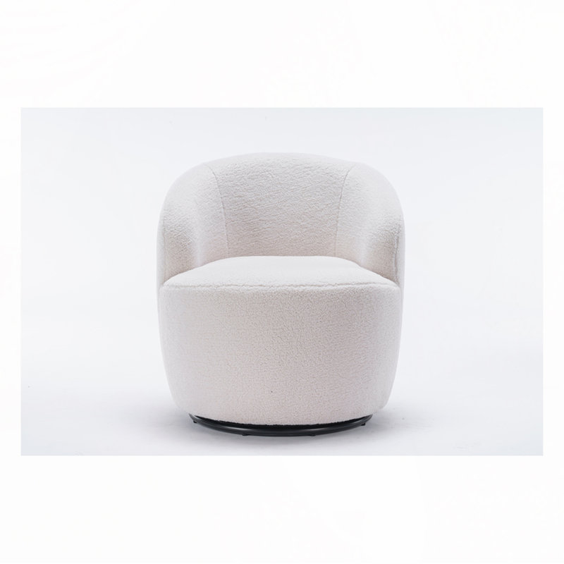 Fauteuil demi-tonneau avec fauteuil Teddy, Ivoire blanc