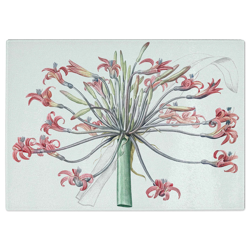 Tempered Glass Amaryllis Josephine Flowers Chopping Board, 39 cm W x 28.5 cm L