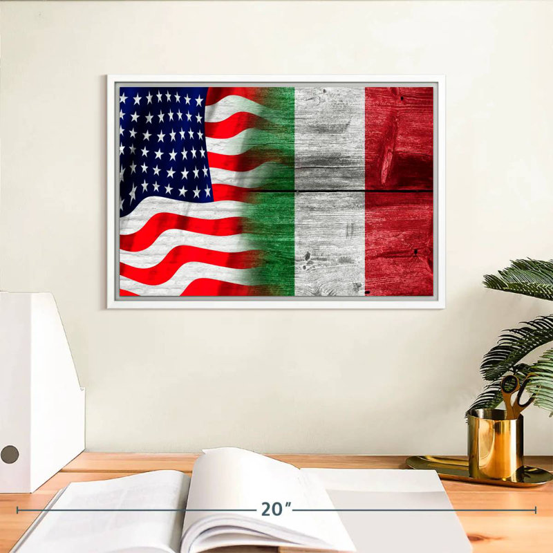 Nish des États-Unis et de l'Italie, Cadre flottant blanc, 13 po x 9 po