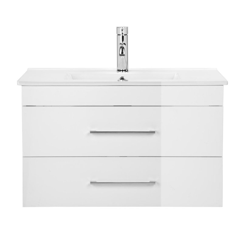 Wall-Mounted Bathroom Vanity with Drawer, White