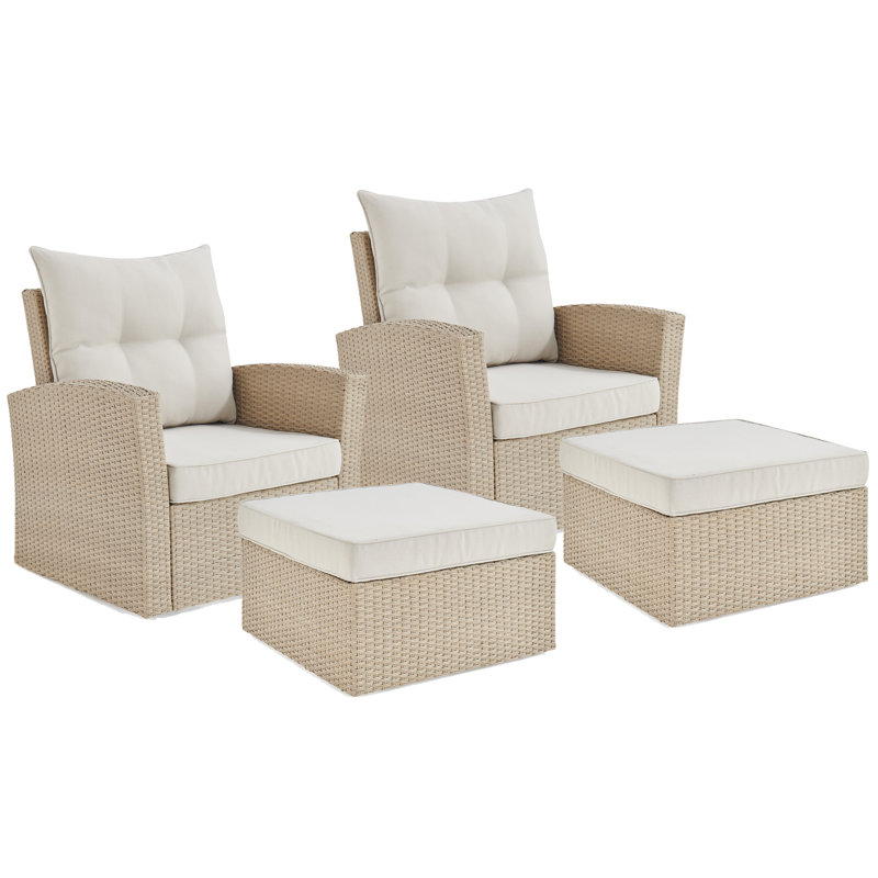 Wicker Outdoor Lounge Chair with Ottoman