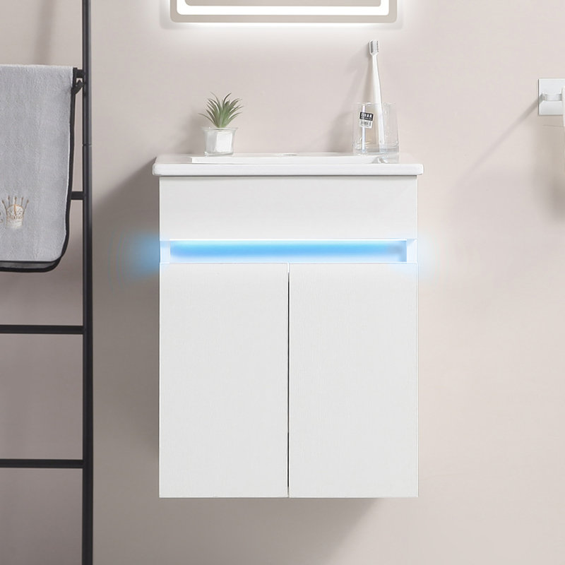 Meuble-lavabo mural avec lavabo et détecteur de lumière Radar