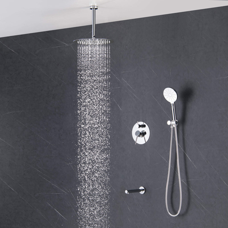 Dual Function Complete Shower System with Rough in-Valve, Chrome