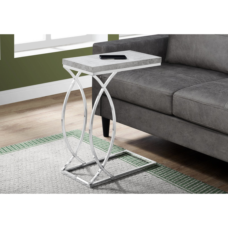 Table d'appoint grise avec base élégante en métal