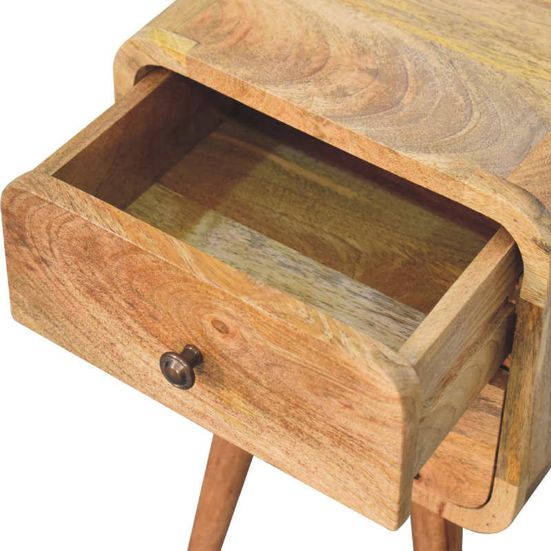 22" Oak Solid Wood Square Two Drawer Nightstand