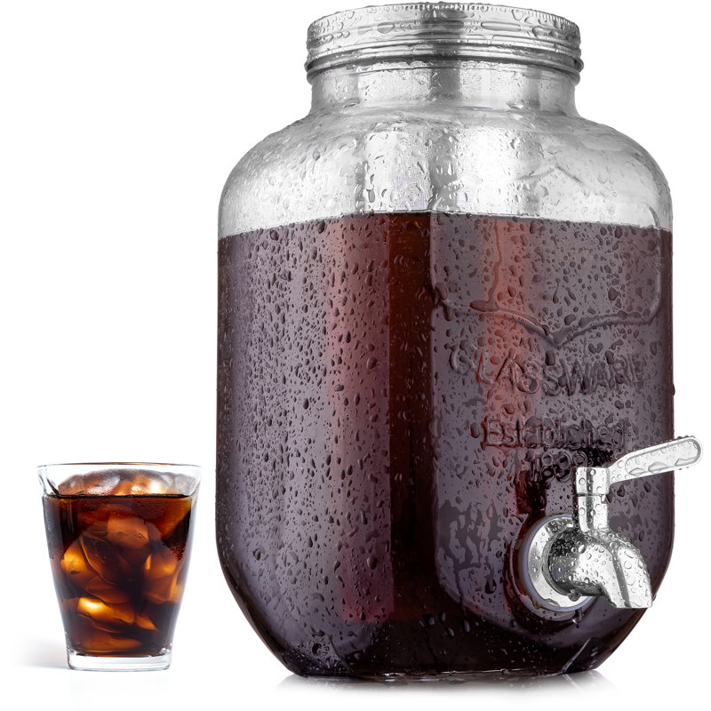 1 Gallon Glass Cold Brew Coffee Maker with Stainless Steel Filter