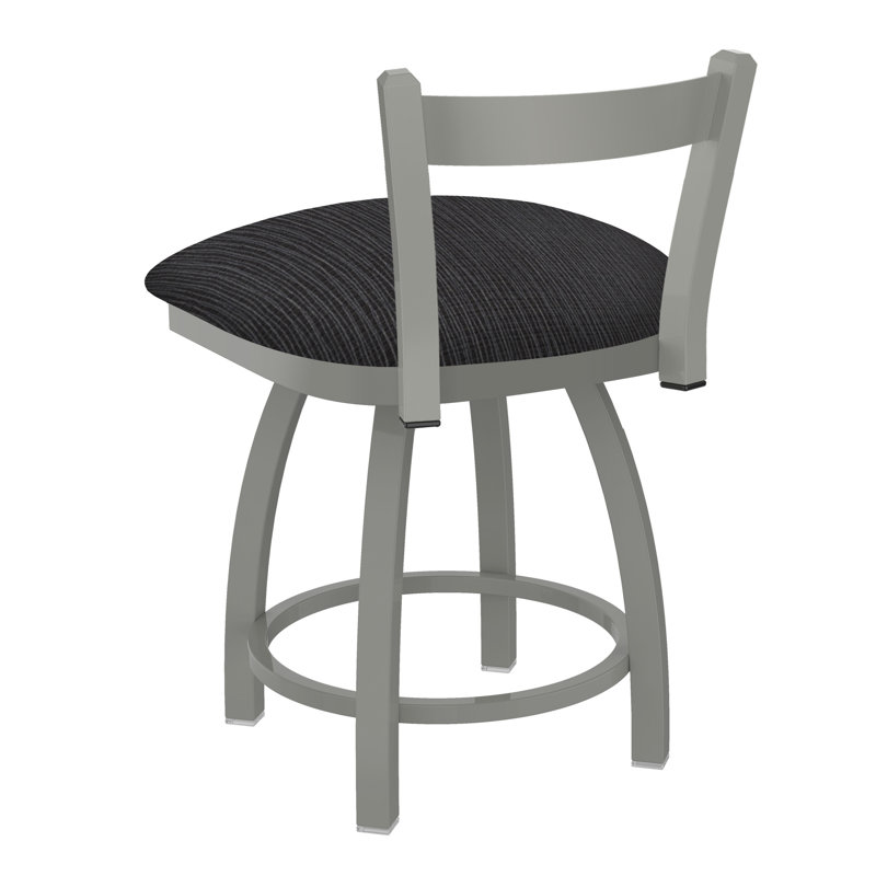 Tabouret de coiffeuse en métal Catalina, Nickel anodisé, Tissu-graphique ancre