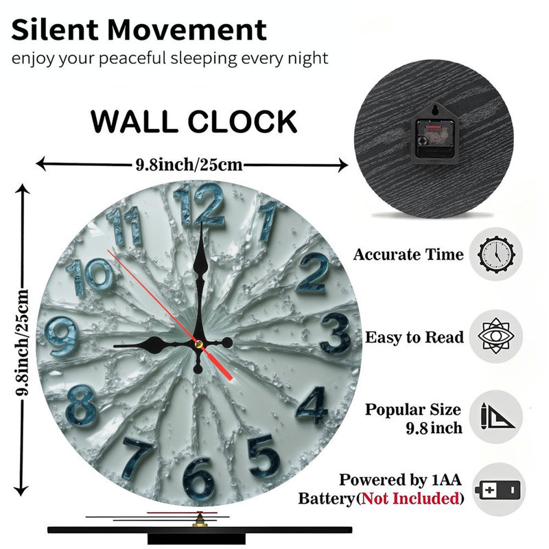 Horloge murale en verre brisé