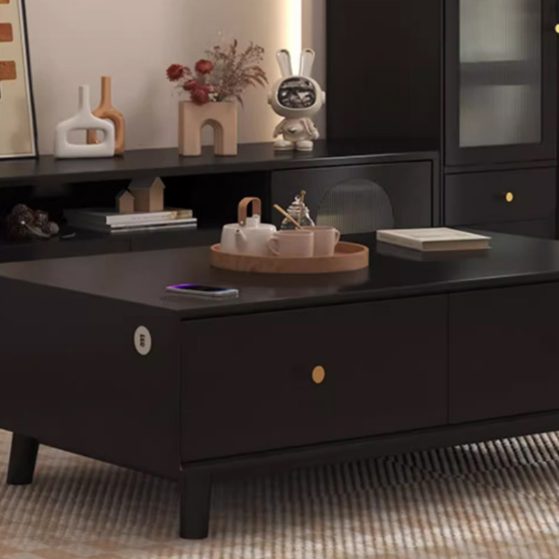Combinaison simple de table basse et de meuble télé, Noir, noir, noir, noir