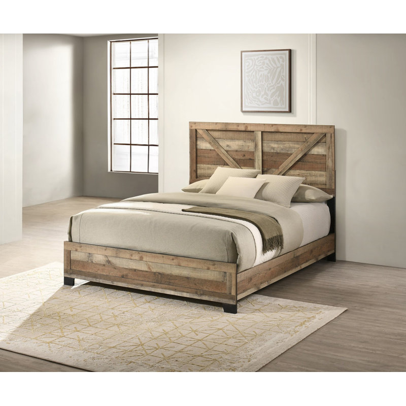 Farmhouse Panel Bed in Weathered Brown Pine, King