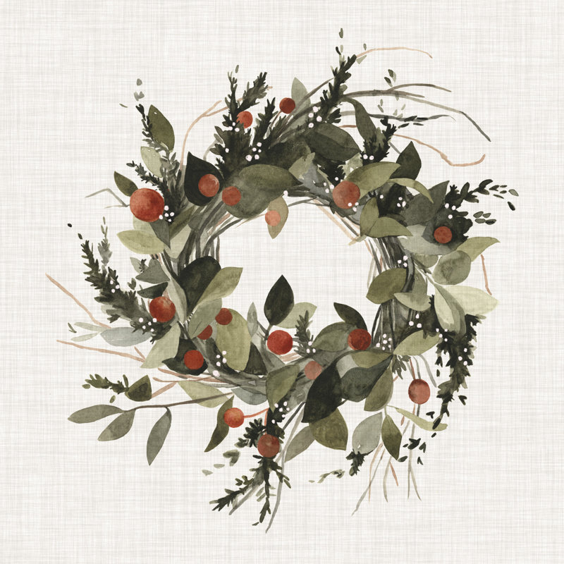 Farmhouse Wreath II by Emma Scarvey - Wrapped Canvas Painting, 51cm H x 51cm W x 3.8cm D