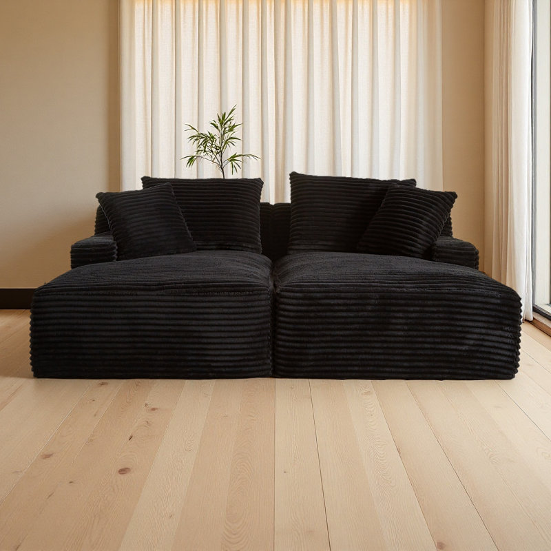 Très grand méridienne Mercer41, H 34 po x l 71 po x L 62 po, Noir