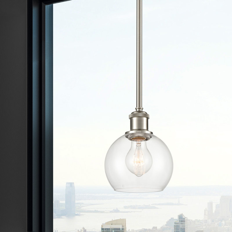 Luminaire suspendu sphère 1 lumière Cindi, Ampoule non incluse, Nickel satiné brossé