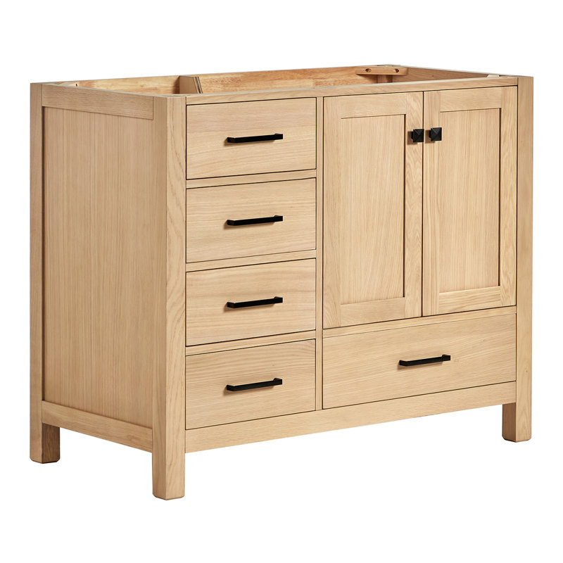 Cambridge 42'' W Single Bathroom Vanity Base, Oak , Matte Black