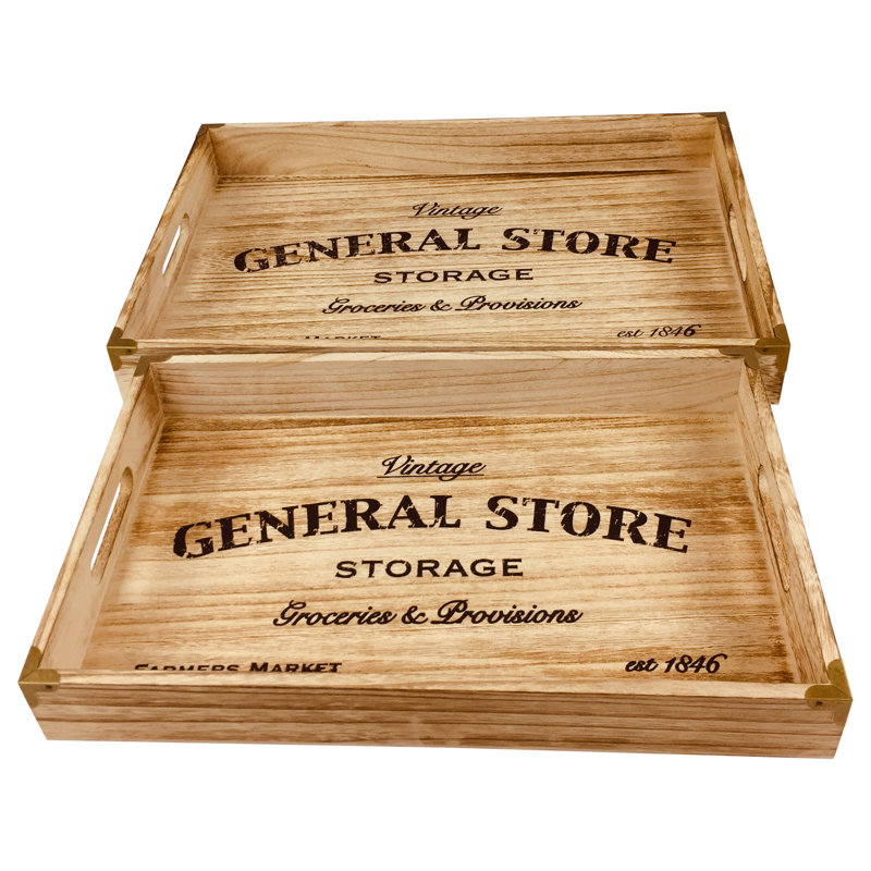 Leitha Wood Tray - Set of 2