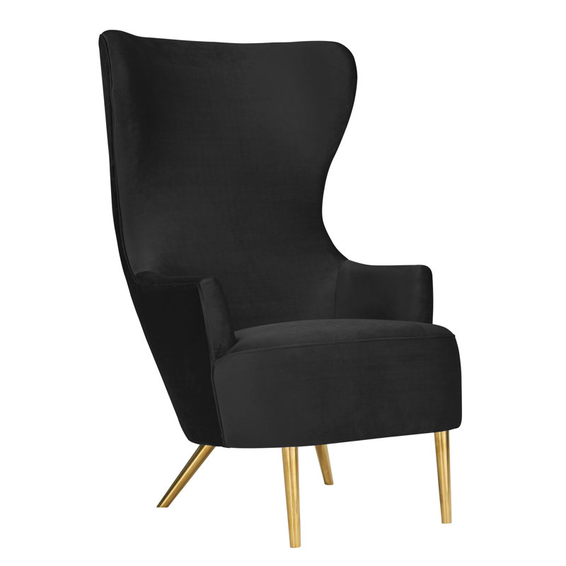 Velvet Wingback Chair, Black