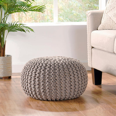 Knitted Cotton 20 X 20 Round Pouf
