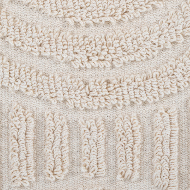 Repose-pieds de rangement 18 po en coton beige avec motif texturé à poils longs