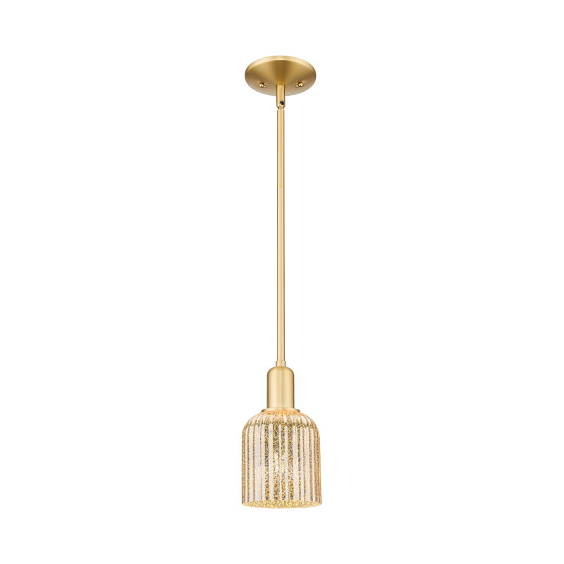 Downtown Urban - Voile de mariée - Mini-luminaire suspendu 1 tige, H 9,63 po x l 5 po x P 5 po, Mercure, Or satiné