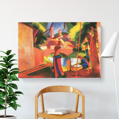 Walking To Town by August Macke - Wrapped Canvas