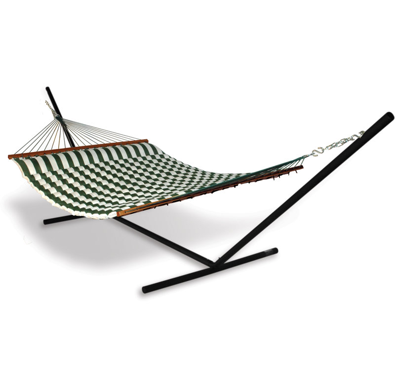Hamac en polyester avec support Spicer, Vert / blanc