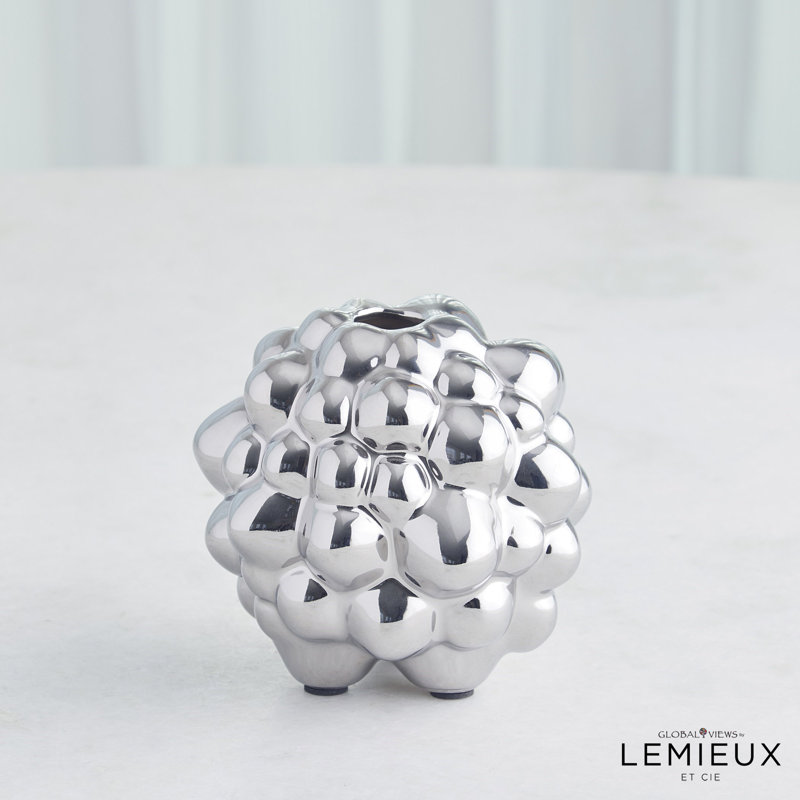 Bubble Vase, 5.25" H x 5.25" W x 5.25" D, Bright Silver