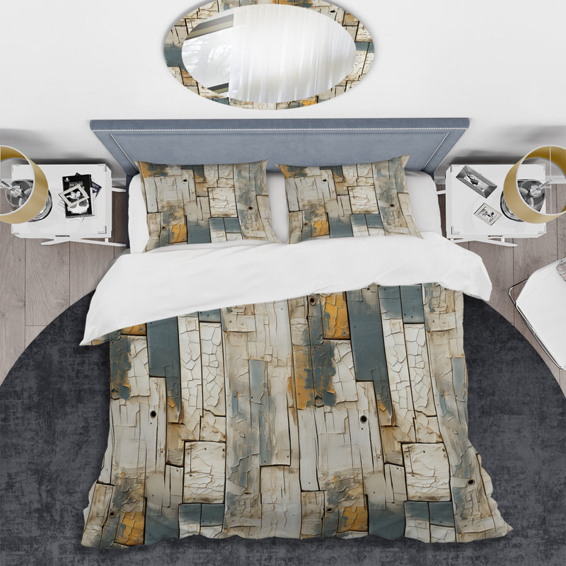 Ensemble de housse de couette à palette de bois gris, Housse de couette pour très grand lit et 2 très
