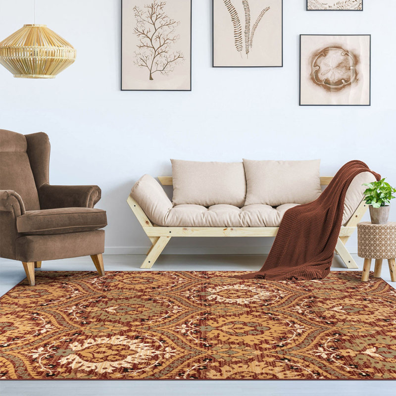 Damask Indoor Rug, Rectangle 4' x 6'